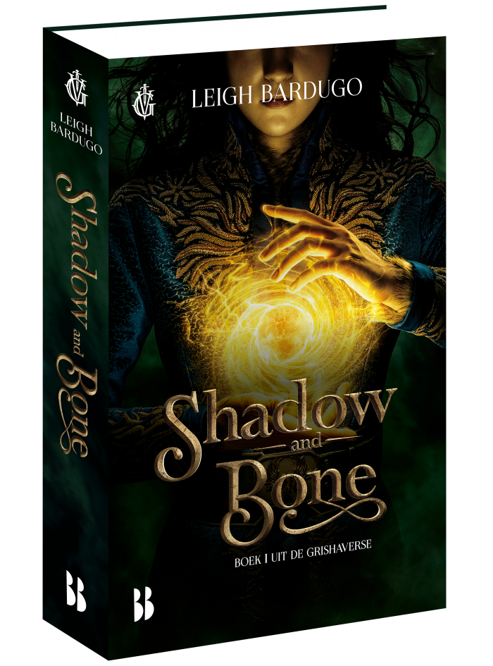 Shadow and Bone omslag van Schim en Schaduw. Alina Starkov met licht.